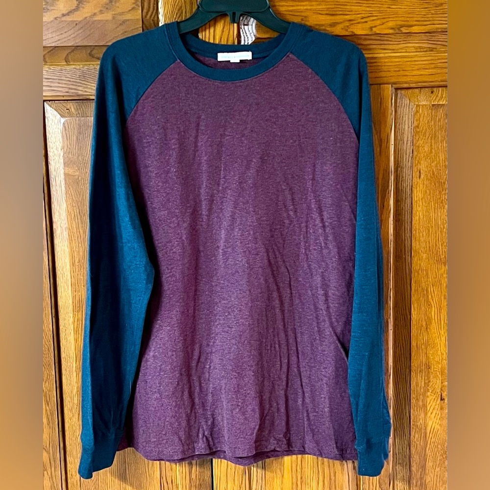 Threads 4 Thought Long Sleeve Crew Shirt - Maroon with Navy - Men’s Large (57)